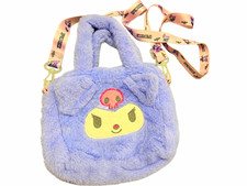 Sanrio Kuromi Purple Faux Fur Small Crossbody Handbag Zip Top Handle Strap