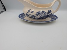 *ENGLISH IRONSTONE TABLEWARE OLD WILLOW GRAVY AND PLATE 