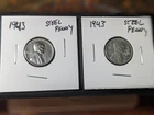 1943 Steel Lincoln Wheat Pennies (2 Coins) WWII Fine - Very Fine