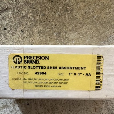 Precision Brand Plastic Slotted Shim Assortment 1'' x 1'' Size AA MPN 42904