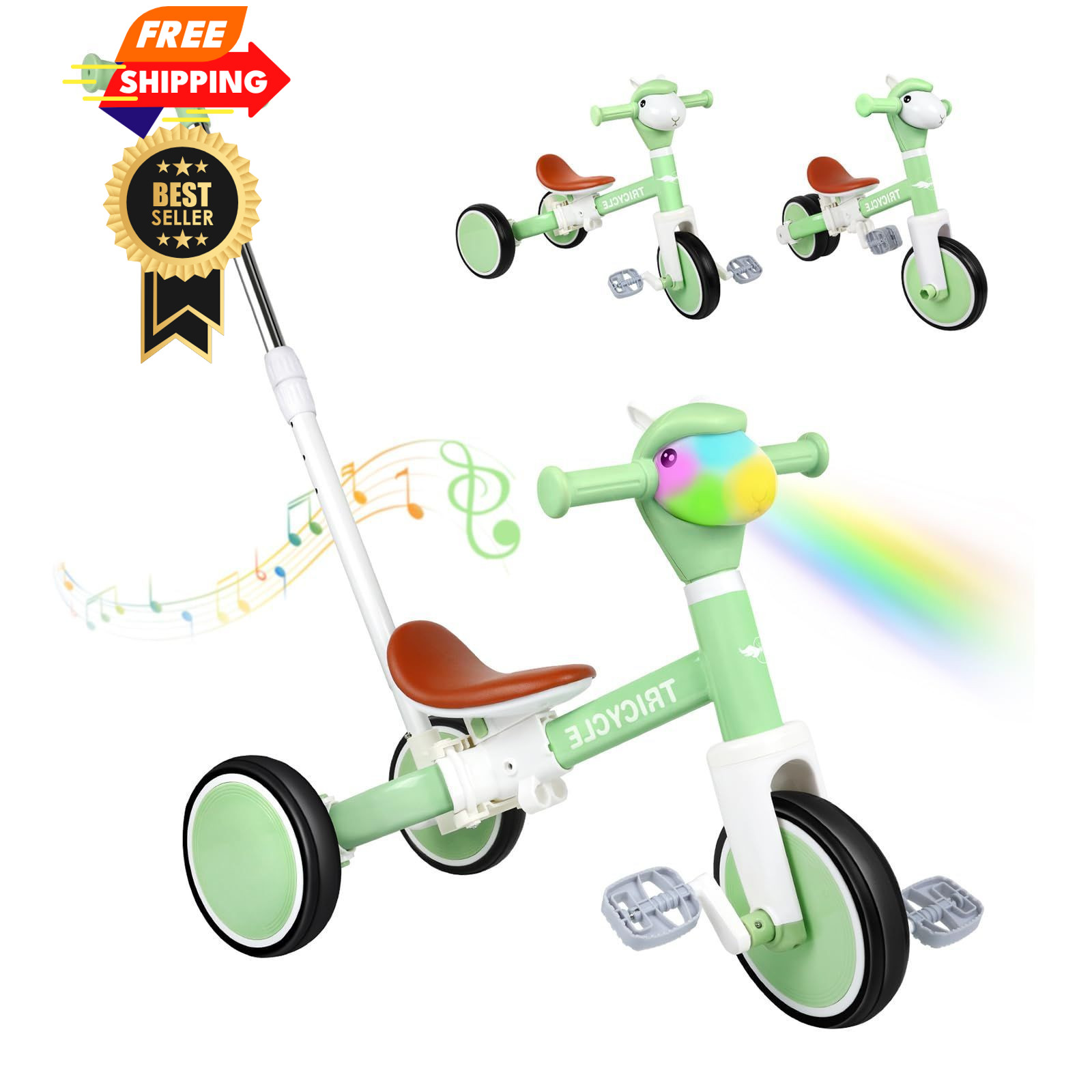 Tricycle for Toddlers 1-3 Year Olds, 5 in 1 Toddler Balance 