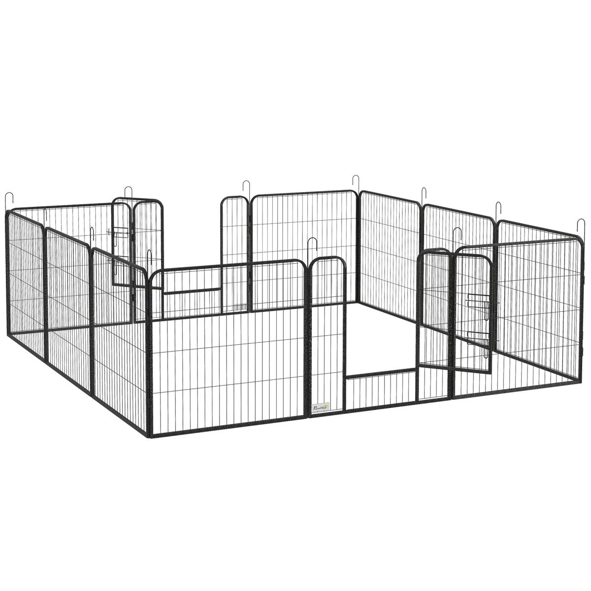 PawHut Heavy Duty 12 Panel Pet Exercise Pen 80cm Grey - Steel Frame - Indoor/Outdoor Use - Small/Medium Dogs - Image 3