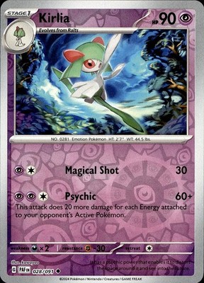 POKEMON KIRLIA 028 PALDEAN FATES 091 UNCOMMON REVERSE HOLO LP