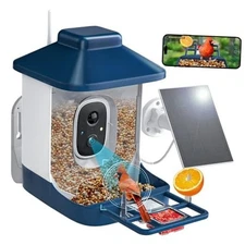 Bird Feeder with Camera, 1 Year Free AI Bird Feeders for Outdoors, Dark Blue