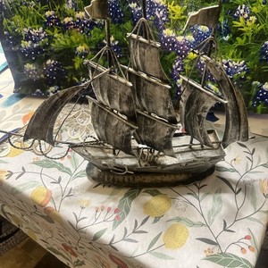 Vintage Metal Warship Black Model Pre 1950 12” Tall 13” Long