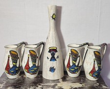 Set vintage da vino in ceramica- 7 pezzi - Firma Marisa , Salerno anni '60