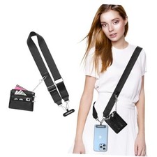 Universal Phone Lanyard, Phone Crossbody Strap with Detachable Pouch, Black