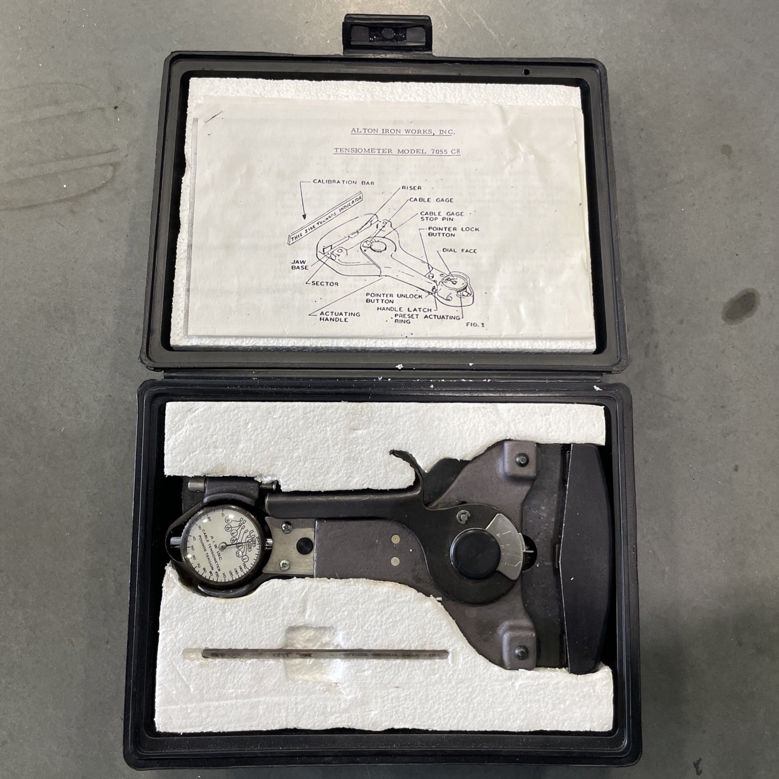 Alton 7055 C8 Aircraft Cable Tensiometer MIL-T-38760 NSN 6635-00-530-1128 Gauge