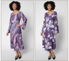 Attitudes By Renee Renee's Reversibles Printed Midi Dress Size XL Purple