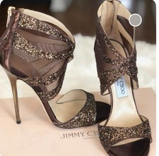 jimmy choo Leila brown and gold heels 37