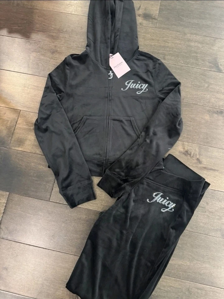 Juicy Couture 女式丝绒运动服 Y2K 水钻 2 件 XS-XL 全新 — 第 4/4 张图片