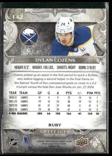 24-25 2024-25 UD ARTIFACTS HOCKEY -RUBY INSERTS /499 /399 *PICK FROM LIST* NM - Picture 97 of 129
