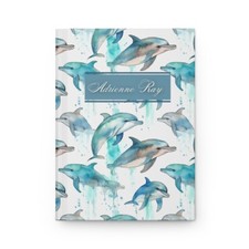 Personalized  Journal, Dolphin Art- Meditation Gratitude Diary  Customizable