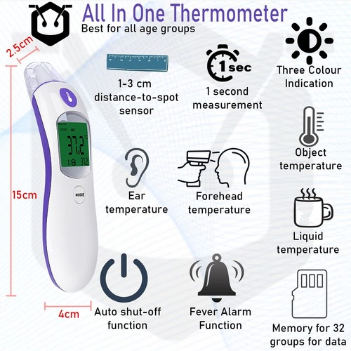 Ear and Forehead Digital Thermometer For Kids and Adults By Uonibaby | Non-Touch - Picture 7 of 7