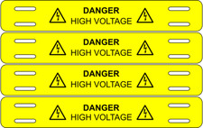 Cable Identification Tag Marker Label - Danger - High Voltage - 4 Per Card
