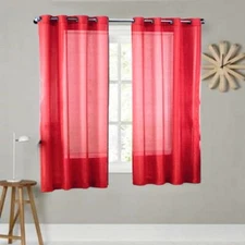 2PC SOLID SHEER VOILE PANEL INDOOR WEDDING GROMMETS WINDOW CURTAIN 