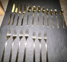 Gold STAINLESS 19 Piece Flatware Collection Unbranded Forks/Spoons/Knives