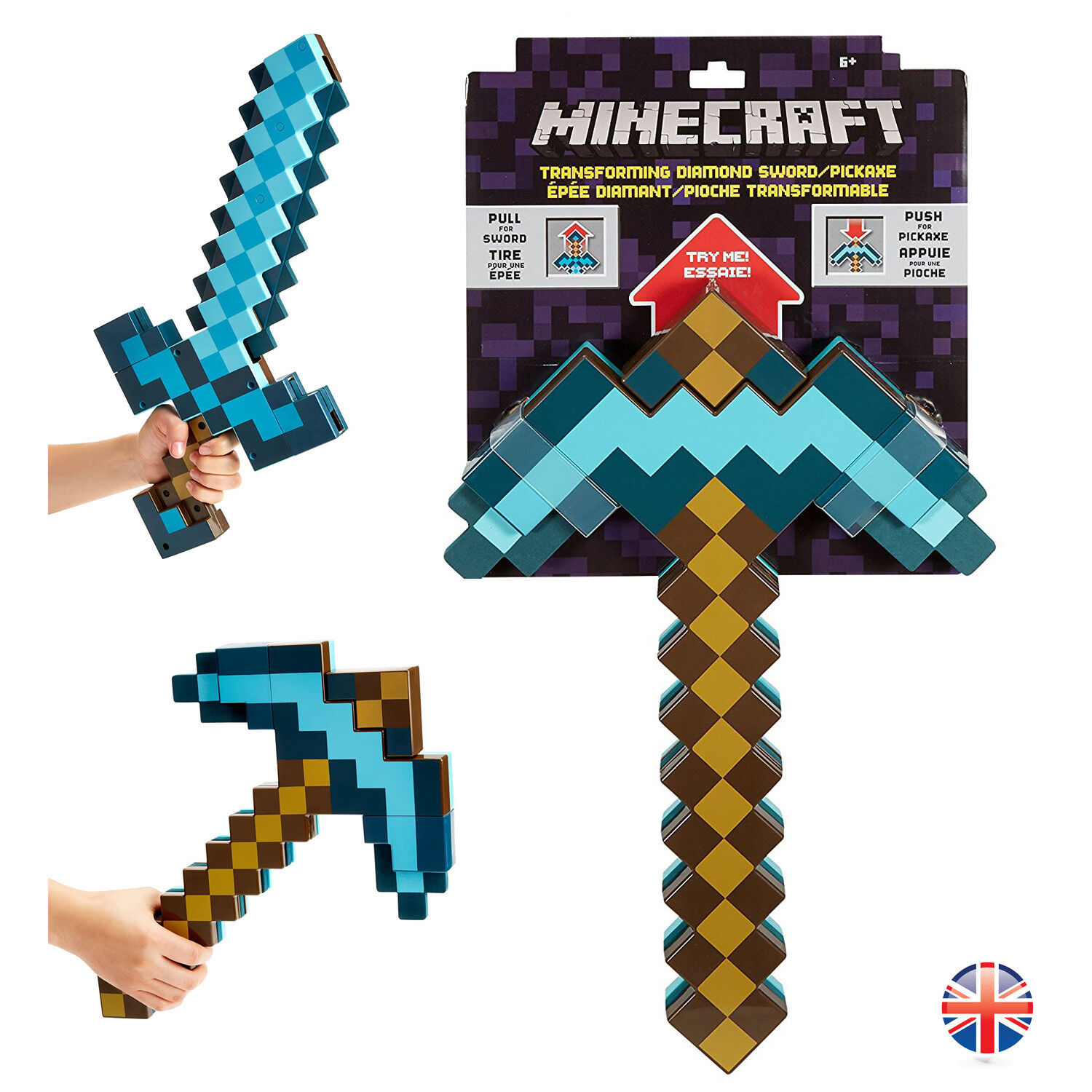 New Minecraft 2 In 1 Transforming Diamond Sword And Pickaxe Gift Kids Uk Seller Ebay