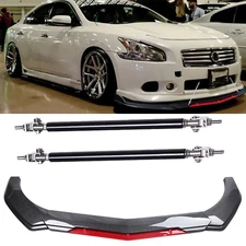 Front Bumper Lip Spoiler Splitter Body Kits Strut Rod For Nissan Maxima Carbon