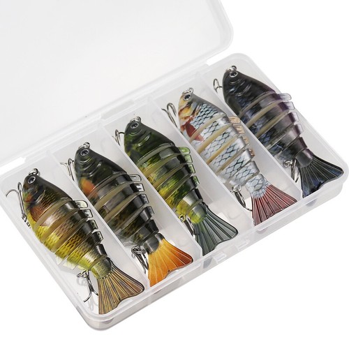 5 Pcs Bionic Swimming Fishing Lures - 3.9" Multi-Jointed Swimbaits, Slow Sinking, With Tackle Box For Bass, Pike, Trout - View #4
