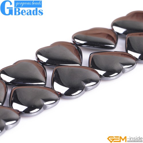 Heart Shape Black Hematite Gemstone Beads For Jewelry Making Free Shipping 15" - Picture 27 of 40