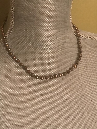 Sterling Silver 925 Beads And Clasp Brown chocolate Glass Beaded 19” Chocker - Picture 7 of 10