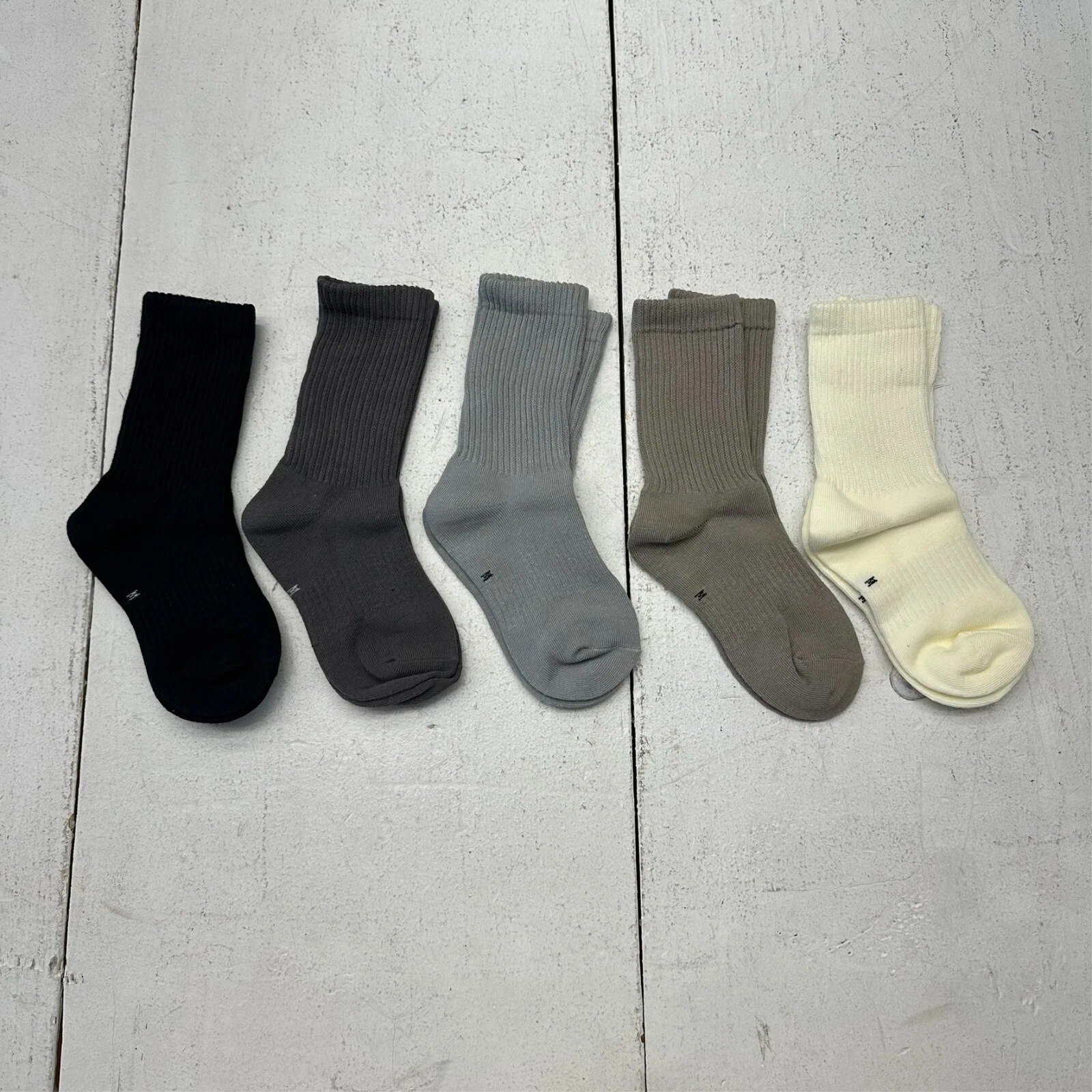 5 Pack Neutral Colored Long Calf Length Crew Socks Toddlers Size 4-6 Years NEW