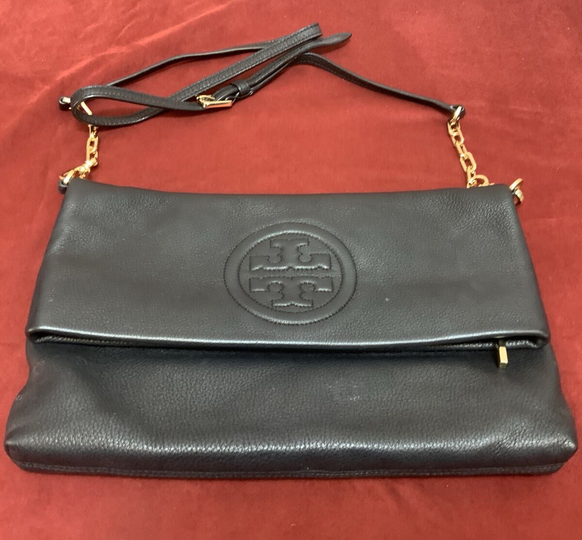tory burch pebble leather bombe fold over black crossbody tory burch pebble leather bombe fold over black crossbody