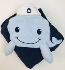 Boys Little Treasure Whale with 3D Stuffed Fins 100 Cotton Hooded Towel EUC  