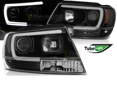 Proiectoare Faruri for Chrysler for Jeep Grand Cherokee 99-05 Tube LED Negru TUN