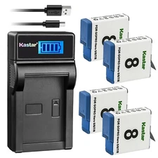 LCD3 Charger & 4 battery for GoPro HERO8 BLACK AJBAT-001 HERO7 HERO6 HERO5 2018