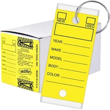 Versa-Tags Car Dealer 250 Key Tags Self Laminating With Metal Rings