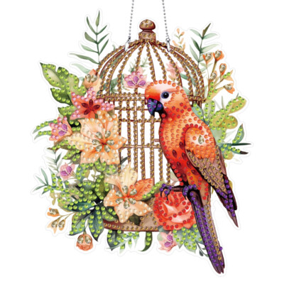 Acrylic Special Shape Flower Birdcage Rhinestone Diamond Art Pendants for Wall