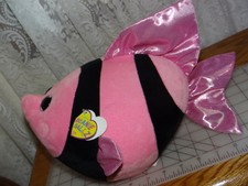 Rare CUTE TY BEANIE BALLZ Plush Pink GILLY The FISH w/Aqua Glitter Eyes