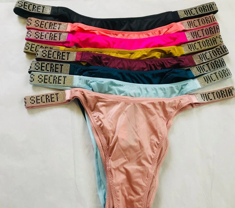 Victoria's Secret No Show Thong Panties Underwear Brazilian Bling