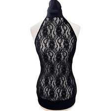 ALEXANDRA Dance Costume Blouson Top Womens Adult XS Black Lace Textured Backless