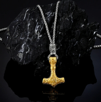 Nordische Halskette Thors Hammer Keltisch MjöLnir Runen Wikinger Gold 60 Cm