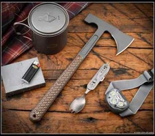 RMJ Tactical Tomahawk Kestrel Scout Light Tungsten Body Hyena Brown G10 Sheath