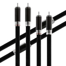 Pair OCC Silver Plated Cord Carbon Fiber Plug HiFi Audio Interconnect RCA Cable