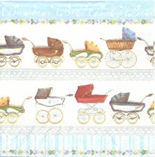 Lot de 3 Serviettes en papier Cocktail Naissance Landau Decoupage