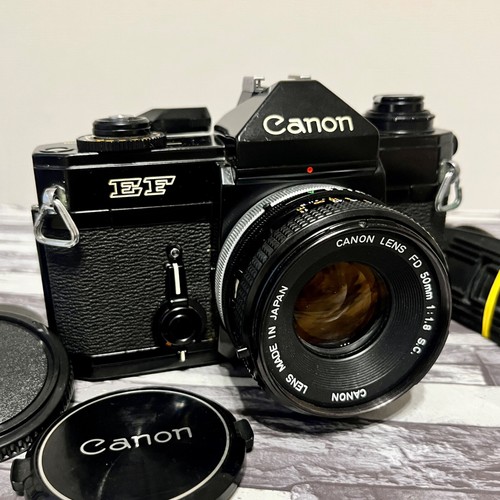 Canon Ef Slr 35mm Film Camera w/ Canon Lens Fd 50mm F1.8 s.c.! From Japan