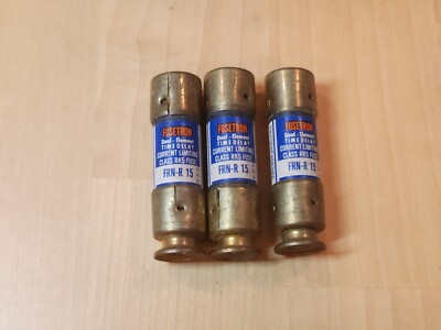 (3) Bussmann FRN-R-15 Fusetron 15A Fuses Dual Element Time Delay | eBay