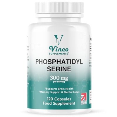 Phosphatidylserin 300 mg - 120 hochfeste Kapseln - Gesundheit des Gehirns - hergestellt in Großbritannien