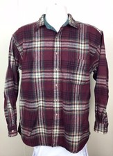 Pendleton Lodge Shirt Burgundy L Wool Plaid Flannel Long Sleeve Made In USA