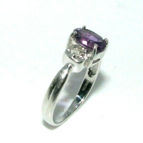 Ladies Womens 9ct 9carat white gold Diamond & Amethyst ring UK size N 1/2 - 第 3/7 張圖片