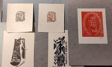 exlibris bookplate sirena pesce gatto lotto di 4 arte Jakstas,Sychiov ecc