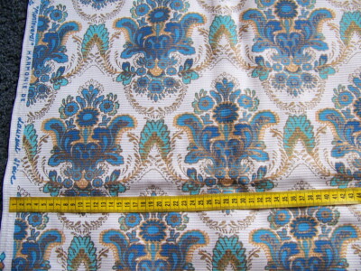 Coupon De Tissu Floral Bleu Ancien Romanex De Boussac - 98cm X 65cm - Coton, Motif Fleuri !