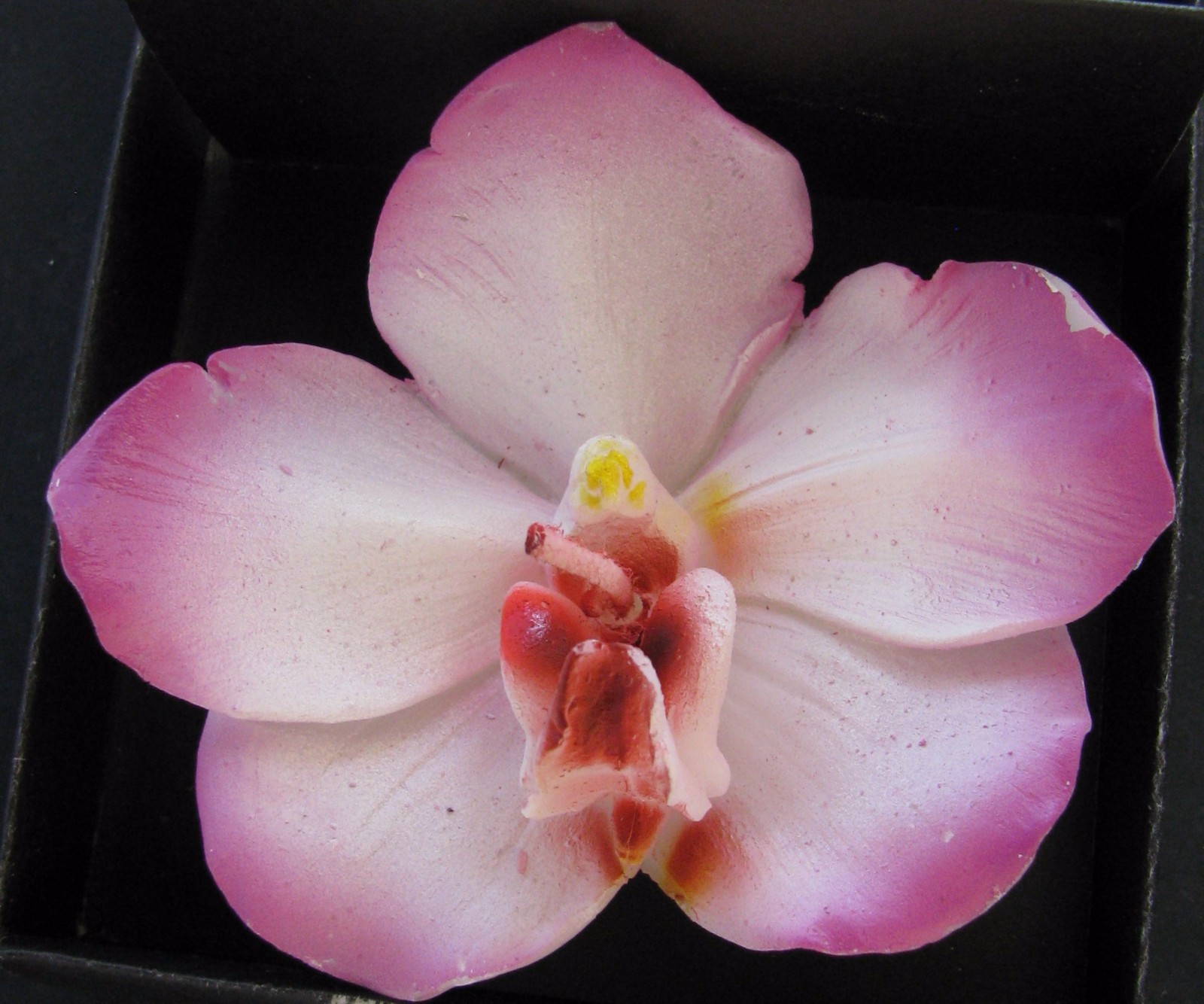 NEW SET OF 2 LARGE PINK,WHITE DAFFODIL FLOWER FLOATING CANDLE+BOX 76267