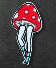 MUSHROOM FAIRY CORE AESTHETIC BIZARRE POLKA DOT ART IRON ON PATCH 2.0 X 3.75"