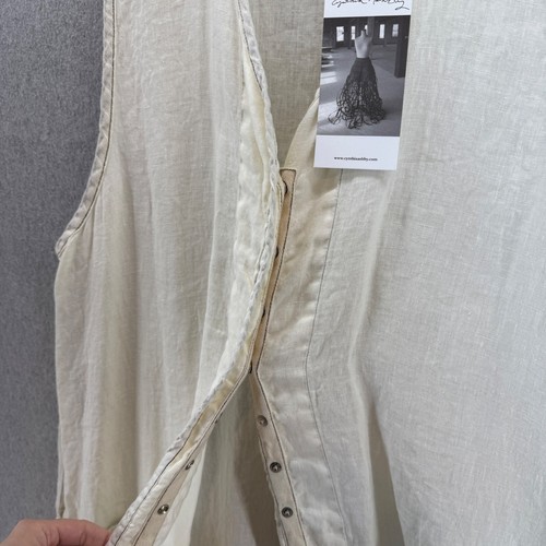 Cynthia Ashby Womens Large Linen Field Vest Eggshell Pockets Button Details NWT - Picture 10 of 15